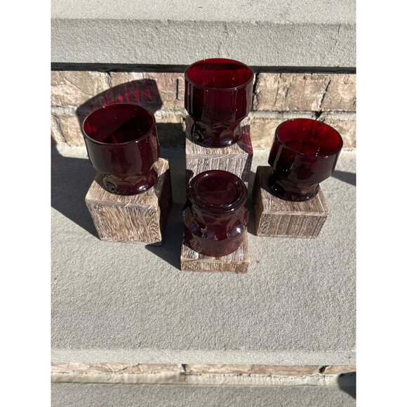 Anchor Hocking Georgian Royal Ruby Honeycomb Cocktail Glasses. - Picture 9 of 9